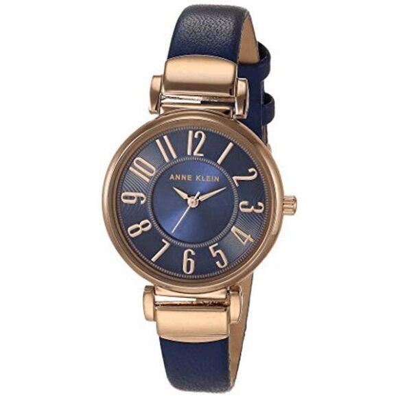 Women's Easy-to-Read Navy Leather Strap Watch - Picture 1 of 3